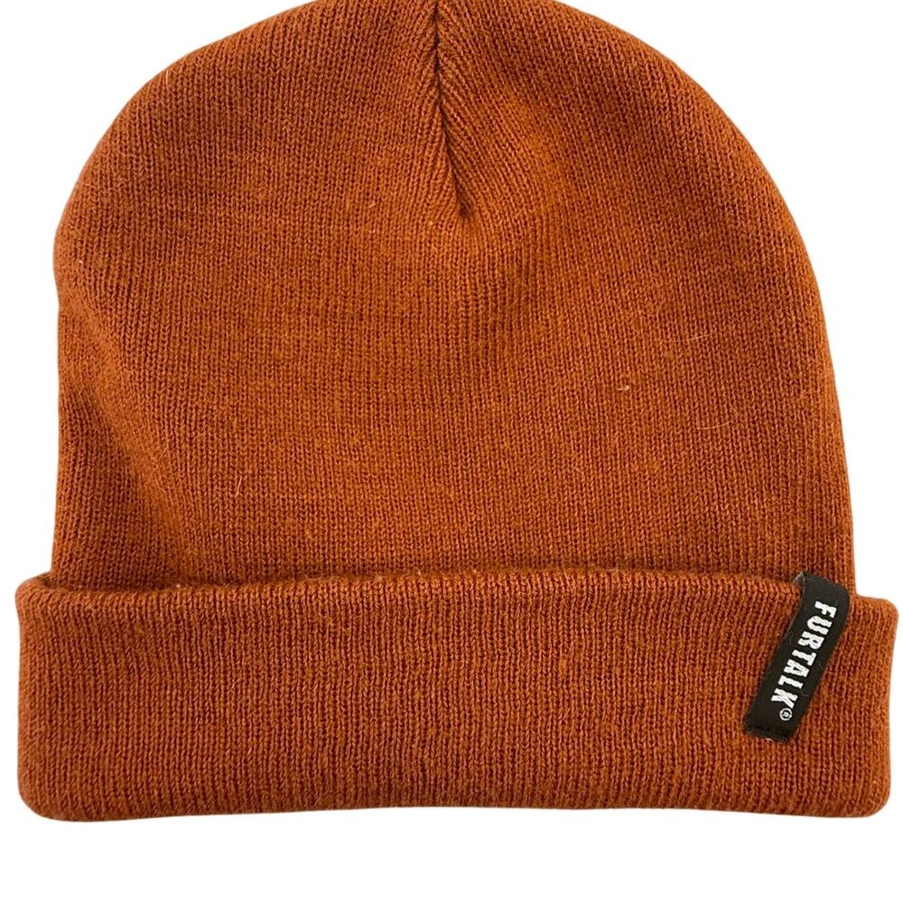 Furtalk Orange Cuffed Beanie Hat
